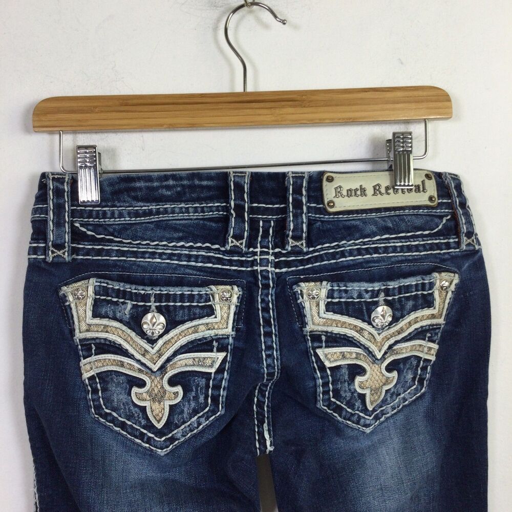 Rock Revival Women's Distressed Karla Capri Jeans Straight Leg Blue Size 26 - Picture 13 of 16